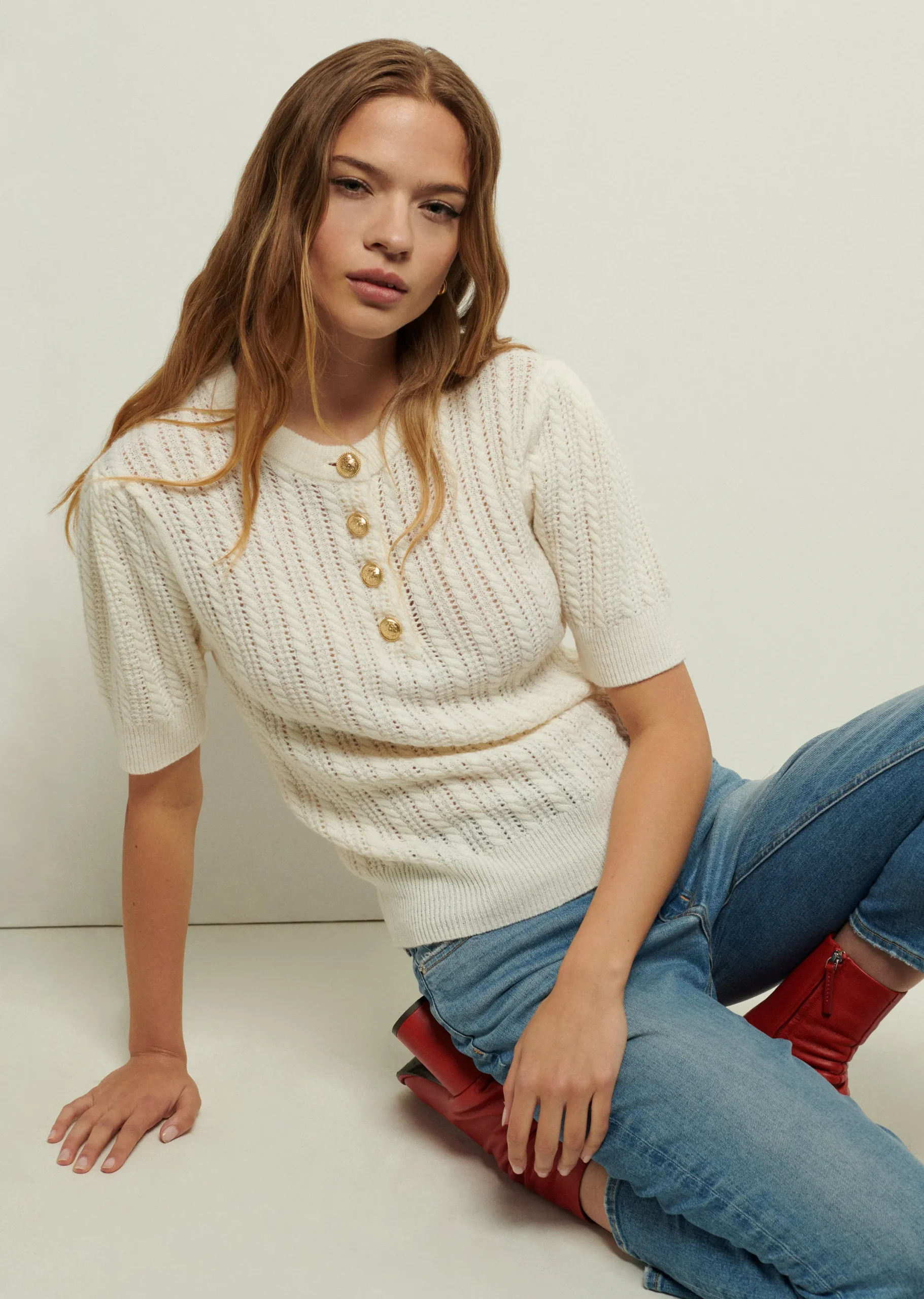 Derek Lam -Shea Puff Sleeve Top Ivory