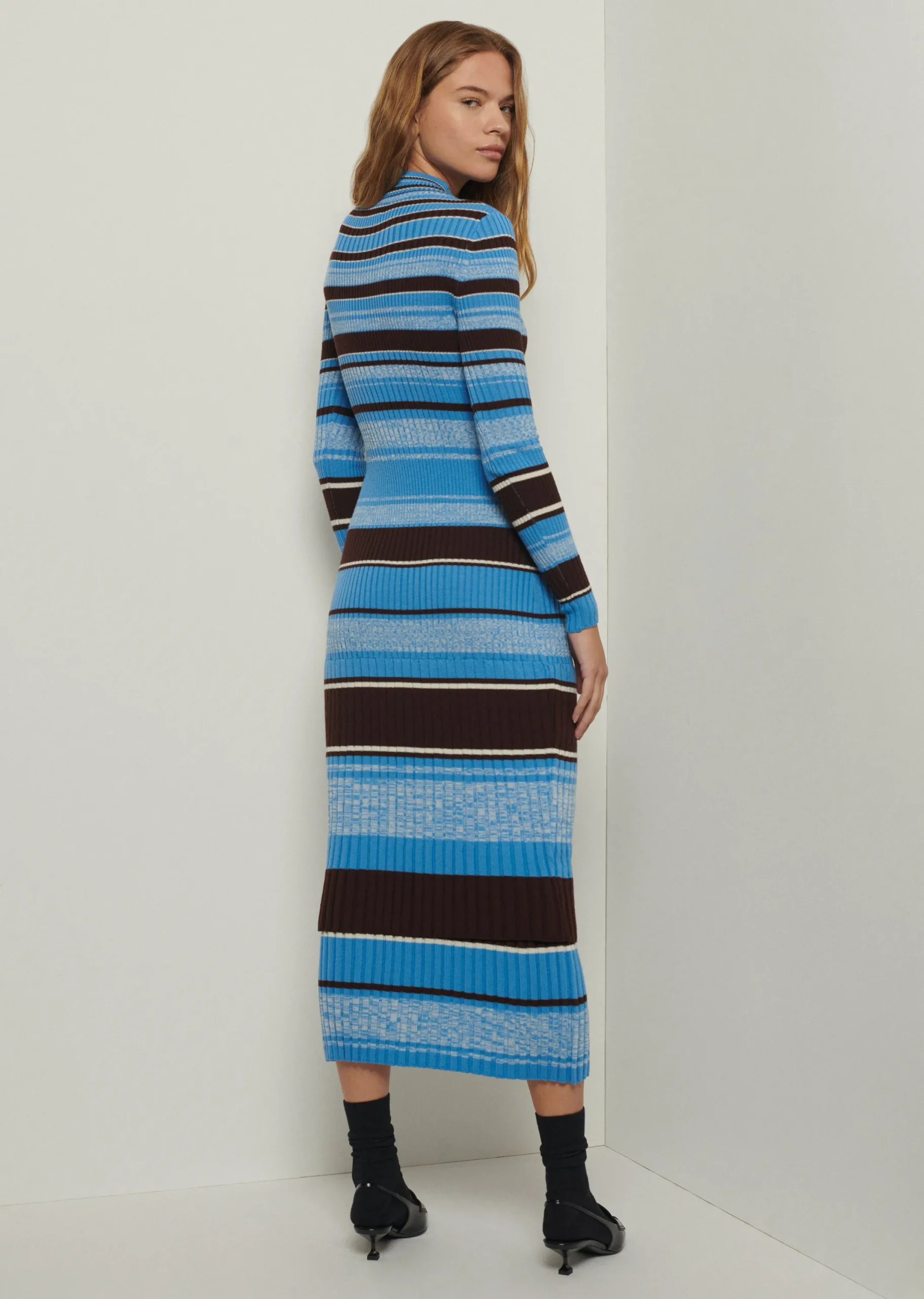 Derek Lam -Taryn Zip Turtleneck Dress Blue Multi