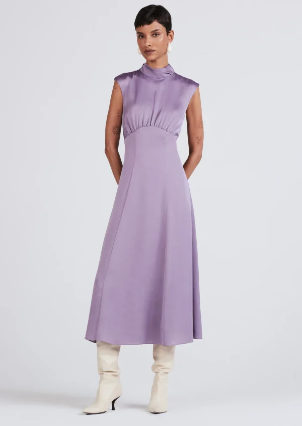 Derek Lam -Tate Sleeveless Mock Neck Dress Dusk