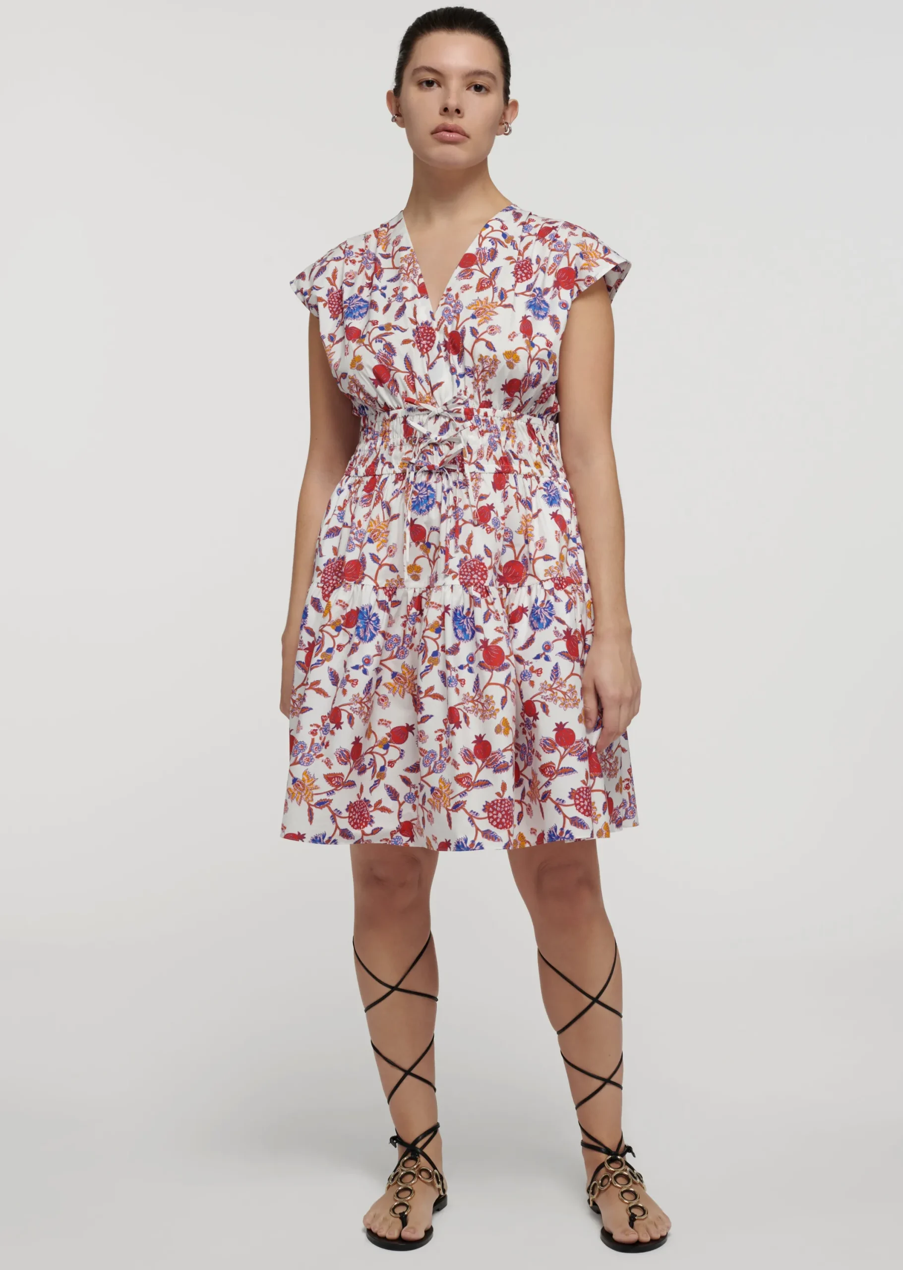 Derek Lam -Tora V-Neck Dress White Multi