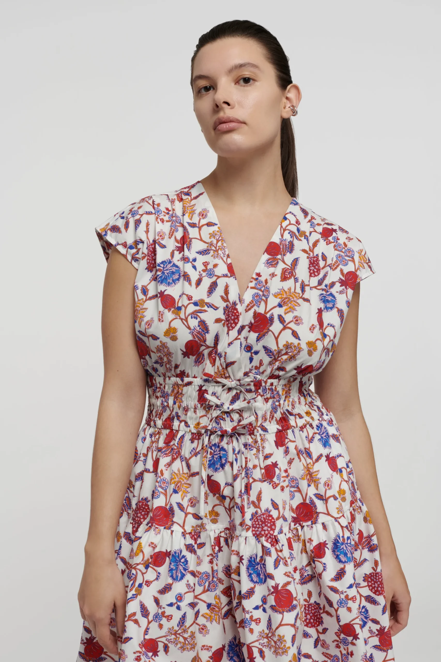Derek Lam -Tora V-Neck Dress White Multi