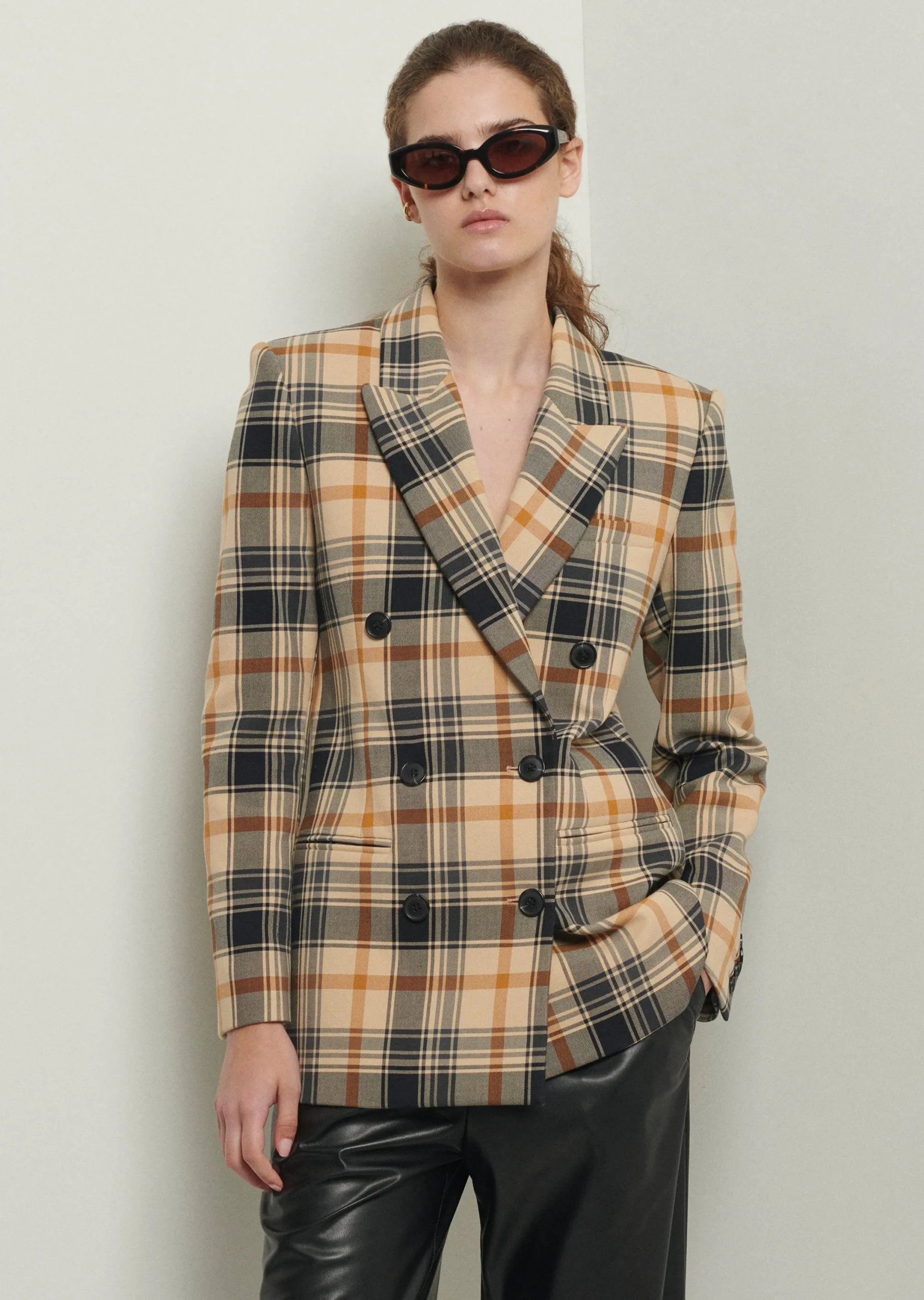 Derek Lam -Walter Double Breasted Jacket Khaki Multi