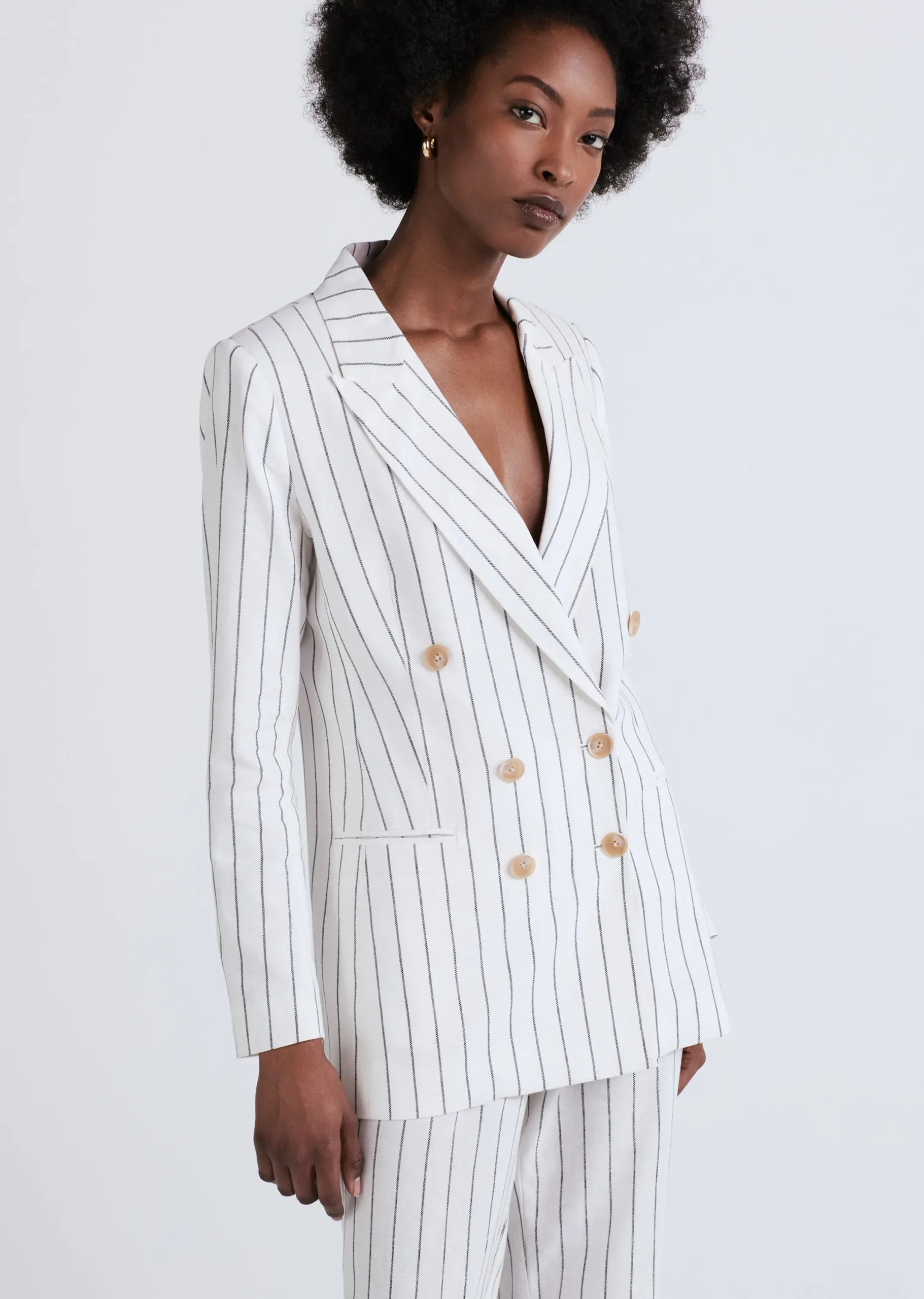 Derek Lam -Walter Double Breasted Jacket Ivory-Midnight