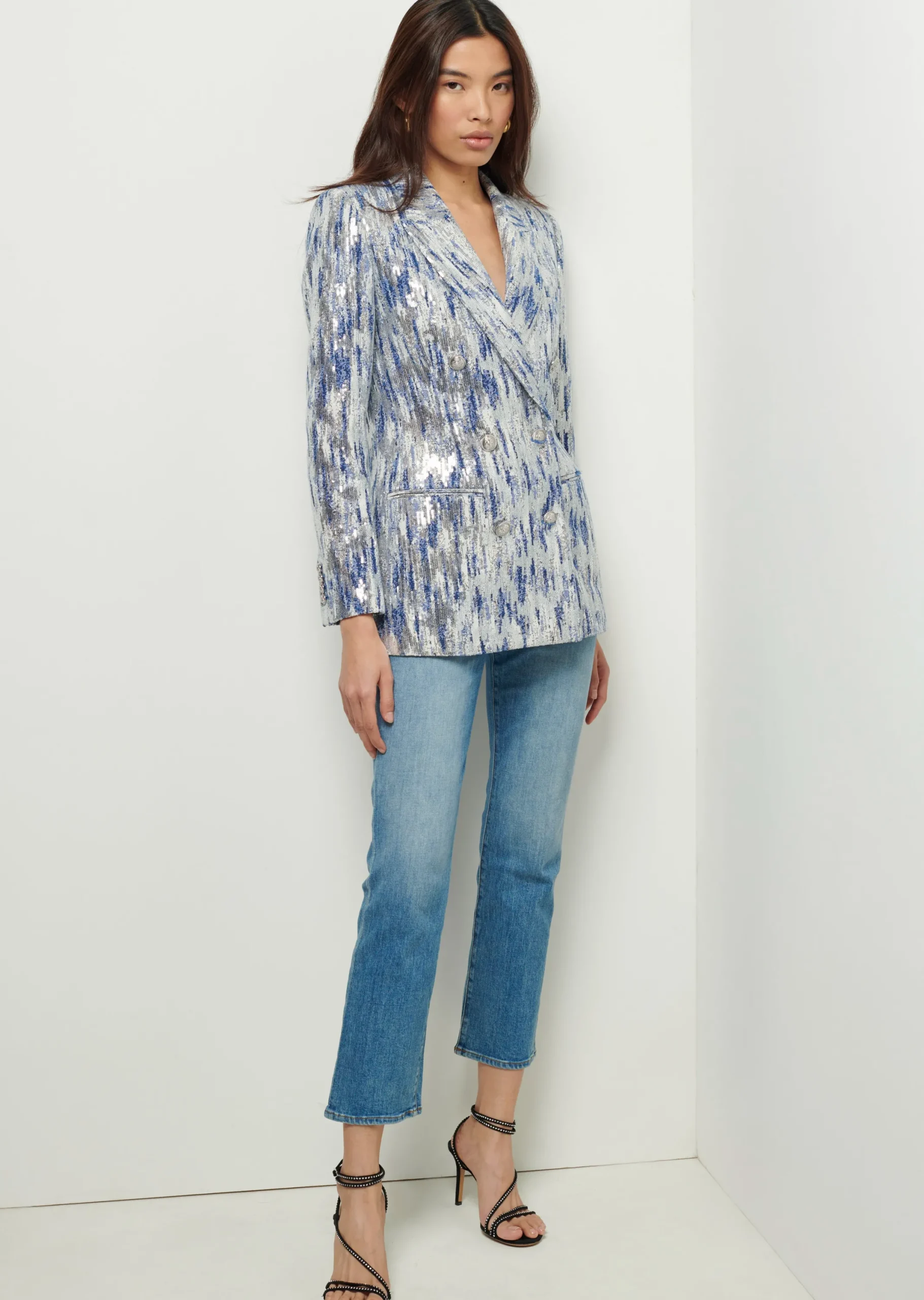 Derek Lam -Walter Double Breasted Jacket Blue-Silver Multi