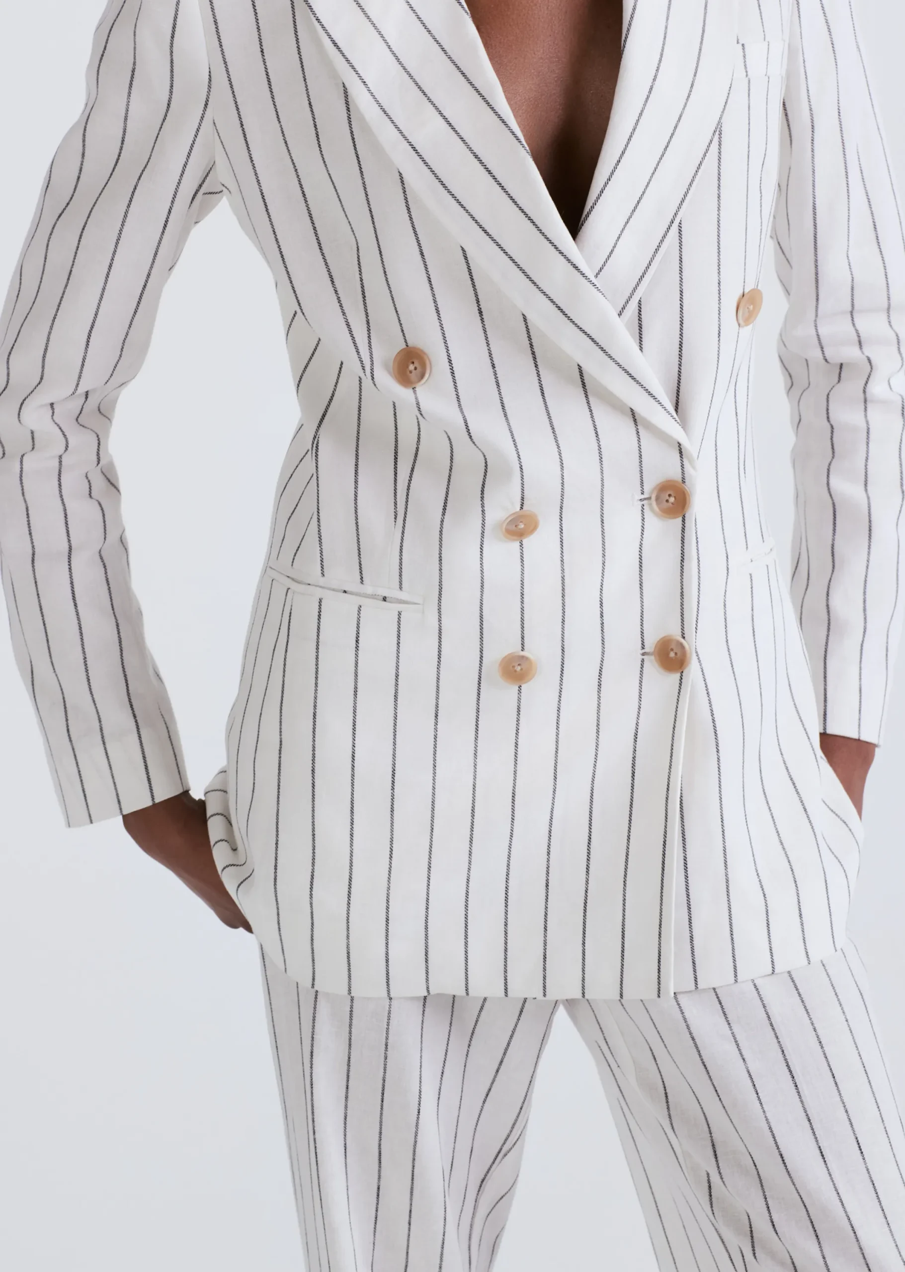 Derek Lam -Walter Double Breasted Jacket Ivory-Midnight