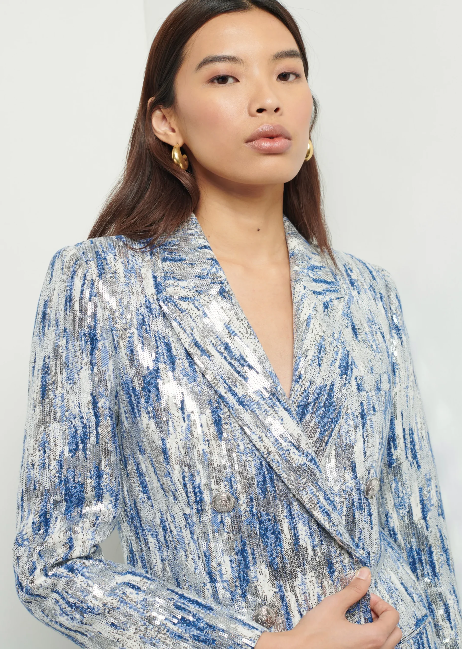 Derek Lam -Walter Double Breasted Jacket Blue-Silver Multi