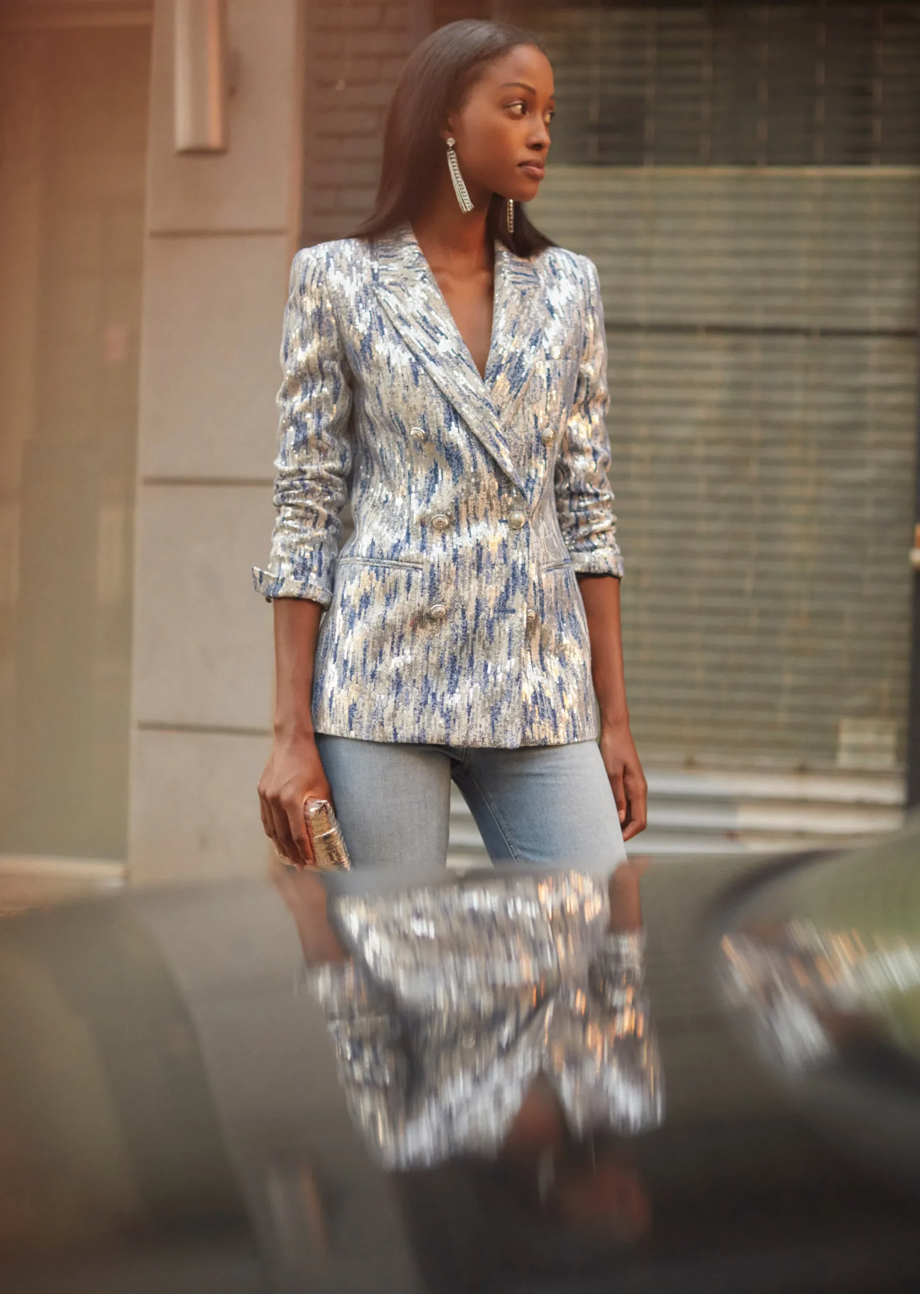 Derek Lam -Walter Double Breasted Jacket Blue-Silver Multi