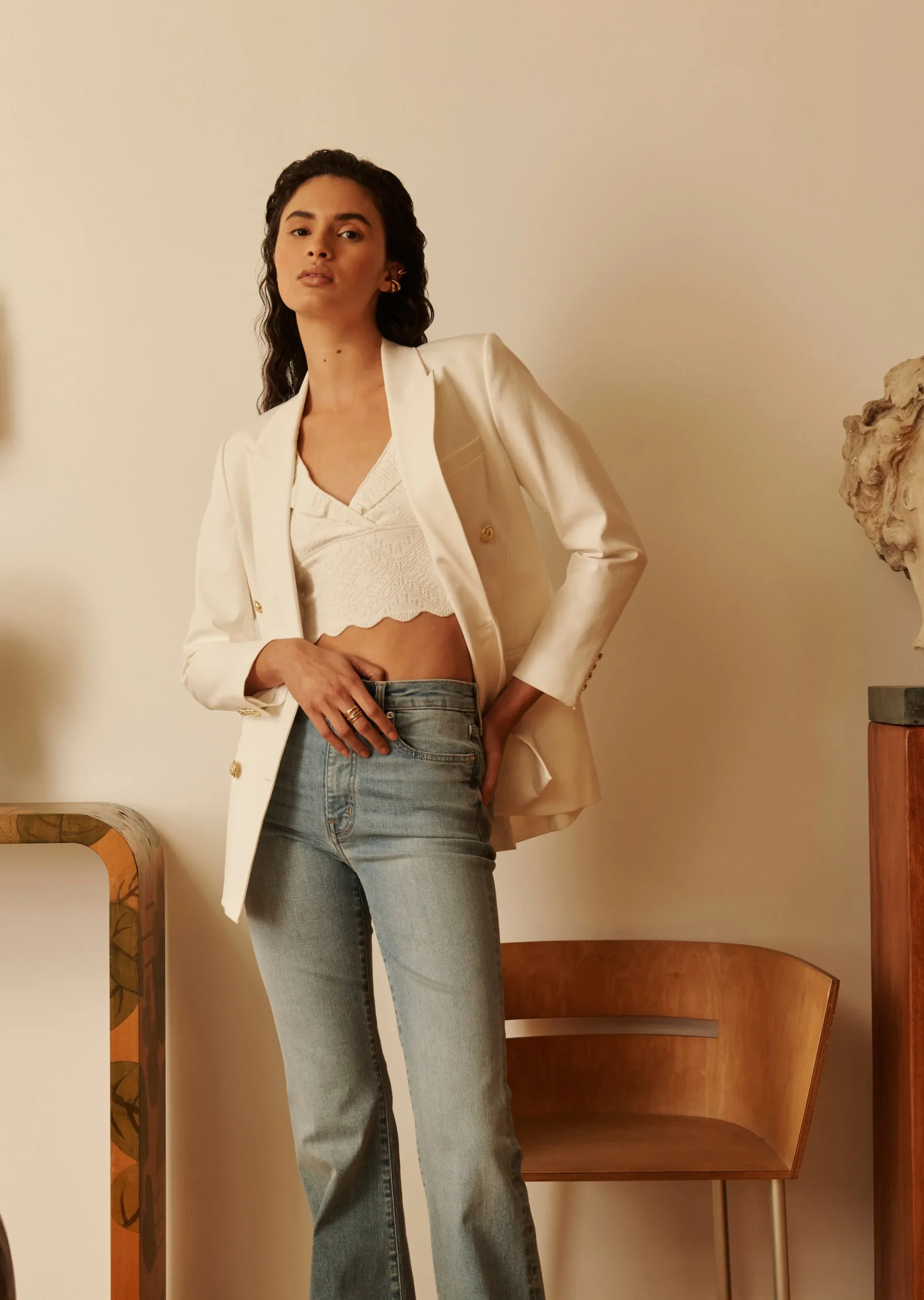 Derek Lam -Walter Double Breasted Jacket Soft White