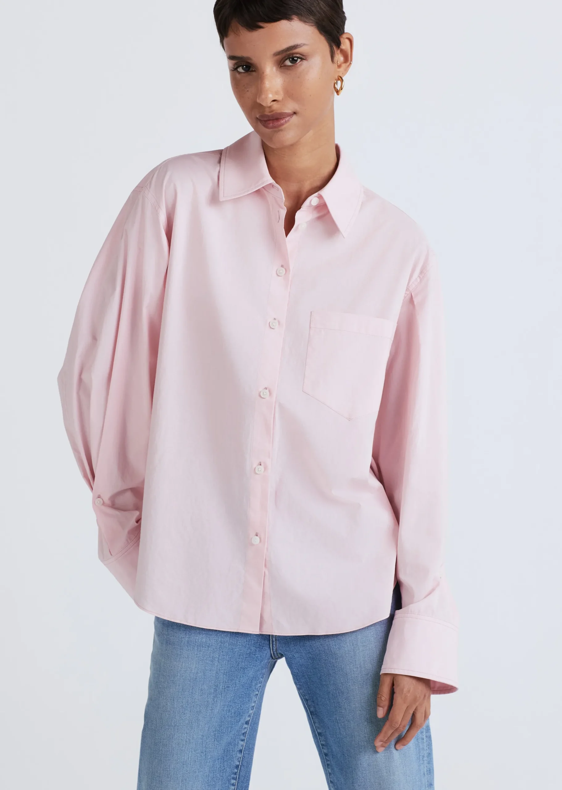 Derek Lam -Wesley Button Front Shirt Light Pink