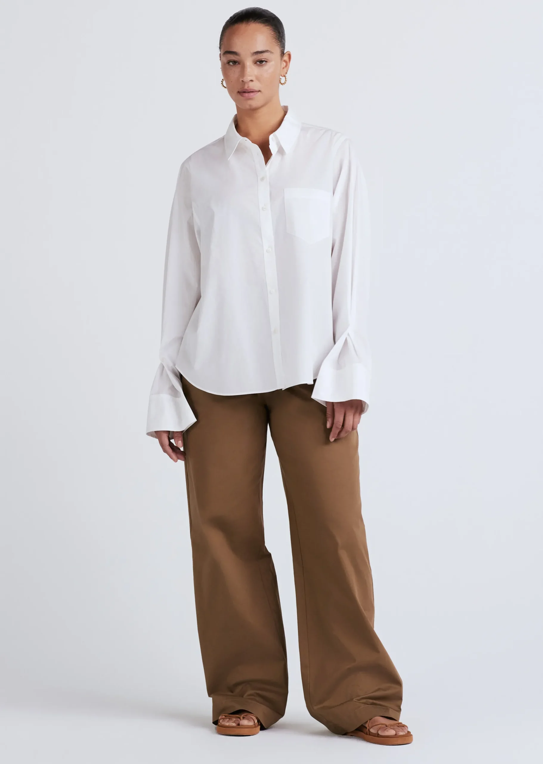 Derek Lam -Wesley Button Front Shirt Optic White
