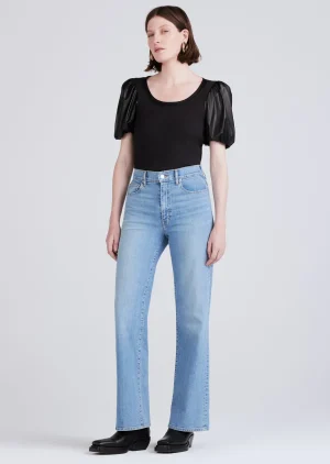 Derek Lam -Willa Contrast Balloon Sleeve Top Black