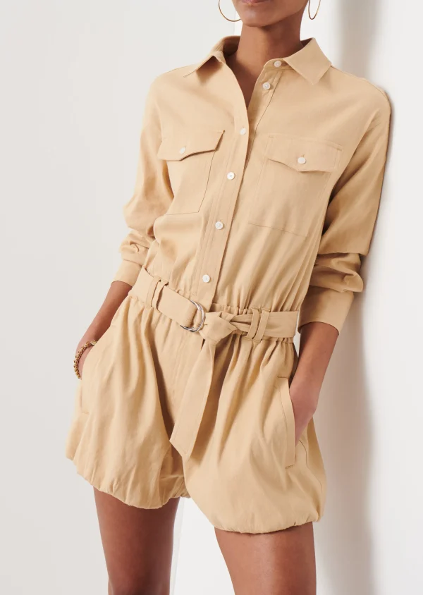 Derek Lam -Zuma Balloon Romper Almond