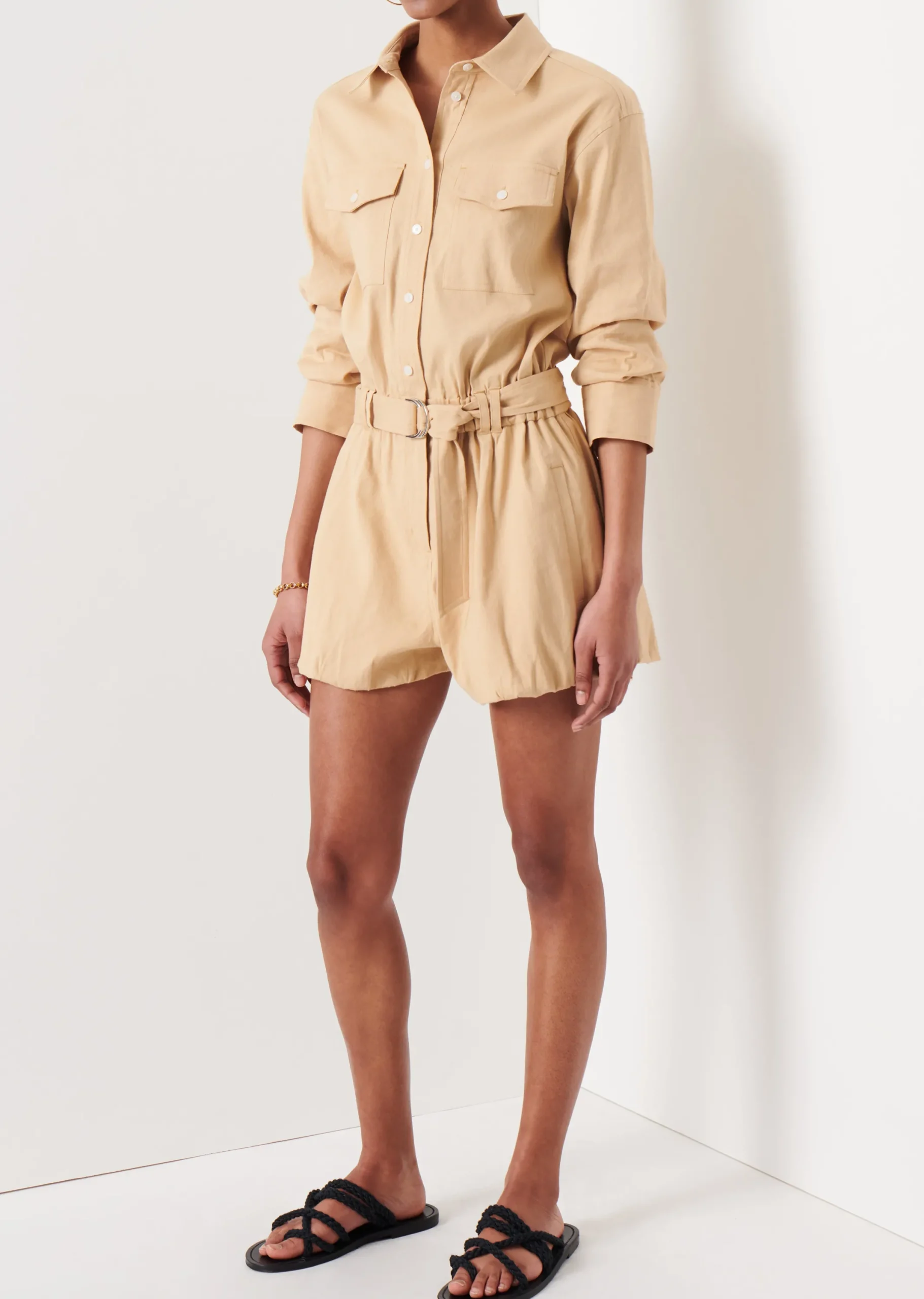 Derek Lam -Zuma Balloon Romper Almond