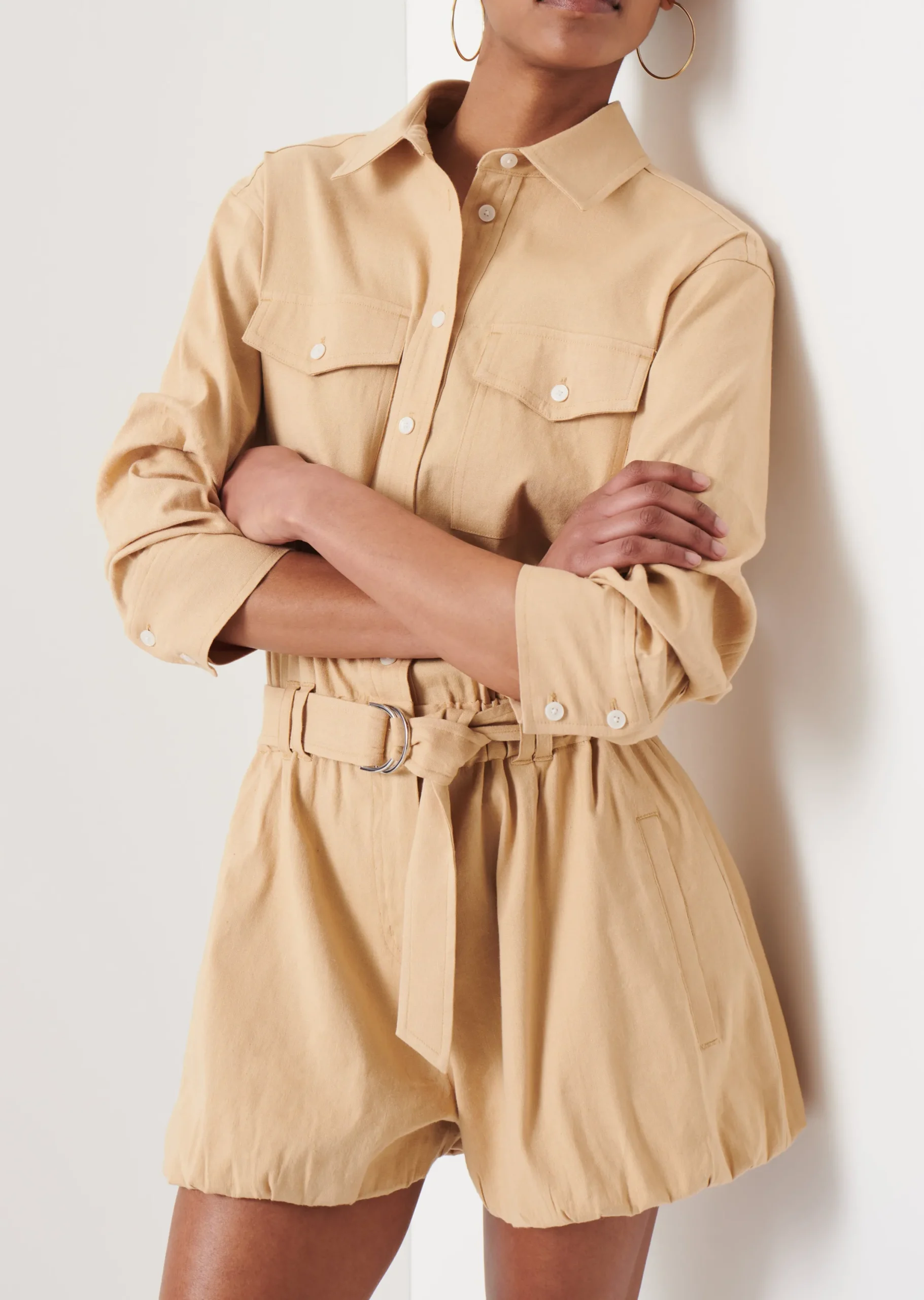 Derek Lam -Zuma Balloon Romper Almond